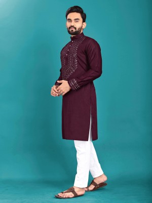 Soft Silk Cotton Black Kurta With Pajama